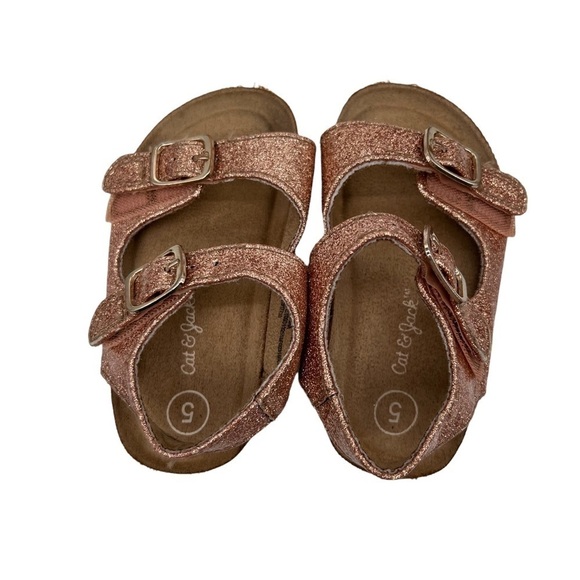 Cat & Jack Rose Gold Ankle Strap Sandals Size 5 Toddler Girl's - Picture 3 of 8